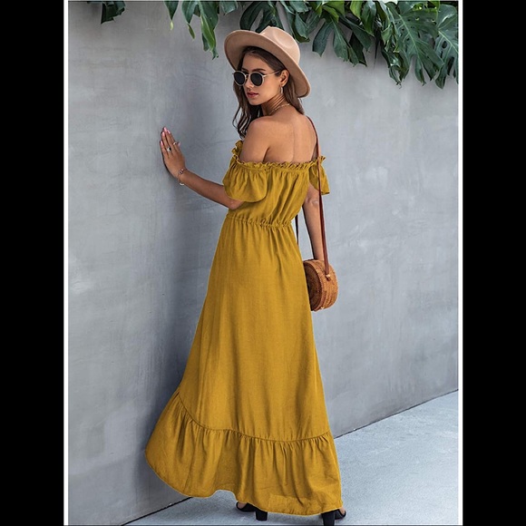 🆕 Side Split Beach Maxi Dress with Tie - Picture 2 of 2